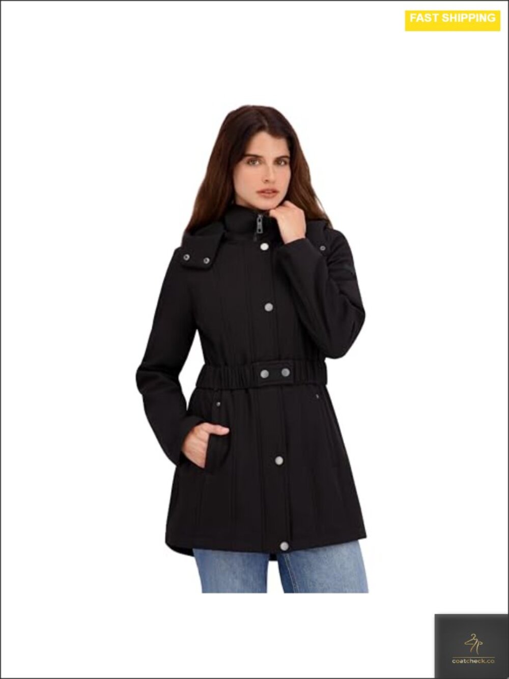 Nautica Women's Softshell Jacket Hooded Water Resistant